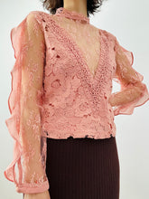 Load image into Gallery viewer, Vintage pastel pink lace blouse
