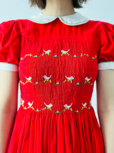 Load image into Gallery viewer, Vintage 1950s red embroidered cotton dress

