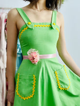Load image into Gallery viewer, Vintage 1960s green pinafore overall dress

