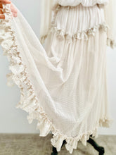 Load image into Gallery viewer, Vintage tulle lace ruffled victorian style blouse skirt two piece set
