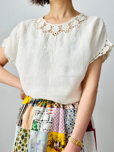 Antique 1910s crochet lace cotton top