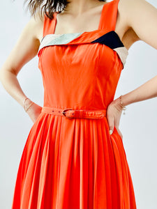 Vintage 1940s colorblock dress