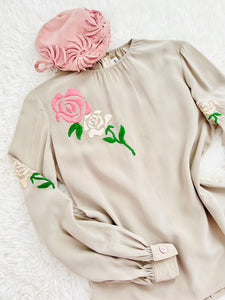 Vintage 1940s style embroidered top