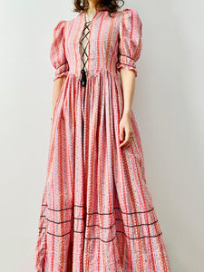 Antique 1910s Edwardian candy pink cotton dress