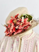 Load image into Gallery viewer, Vintage 1930s millinery hat pink with veil and velvet flowers
