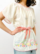 Load image into Gallery viewer, Vintage 1960s pink embroidered cotton top
