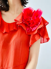 Load image into Gallery viewer, Vintage 1930s coral color silk dress

