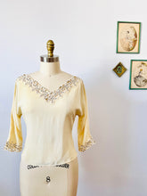 Load image into Gallery viewer, Vintage 1940s rhinestone beaded rayon top
