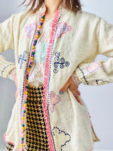 Load image into Gallery viewer, Vintage Moroccan Hand Embroidered Jacket with Pastel Crochet Buttons

