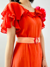 Load image into Gallery viewer, Vintage 1930s coral color silk dress
