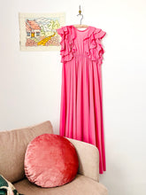 Load image into Gallery viewer, Vintage 1960s bubblegum pink ruffled full length lingerie dress
