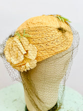 Load image into Gallery viewer, Vintage 1930s yellow millinery hat with veil
