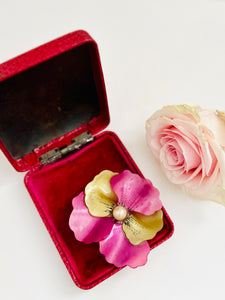 Antique jewelry box with pink velvet