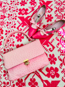 Vintage 1960s pink embossed leather purse