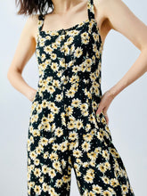 Load image into Gallery viewer, Vintage black daisy floral jumpsuit
