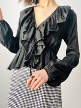 Load image into Gallery viewer, Vintage black silk blouse
