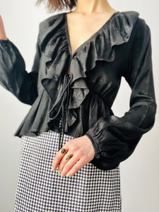 Vintage black silk blouse