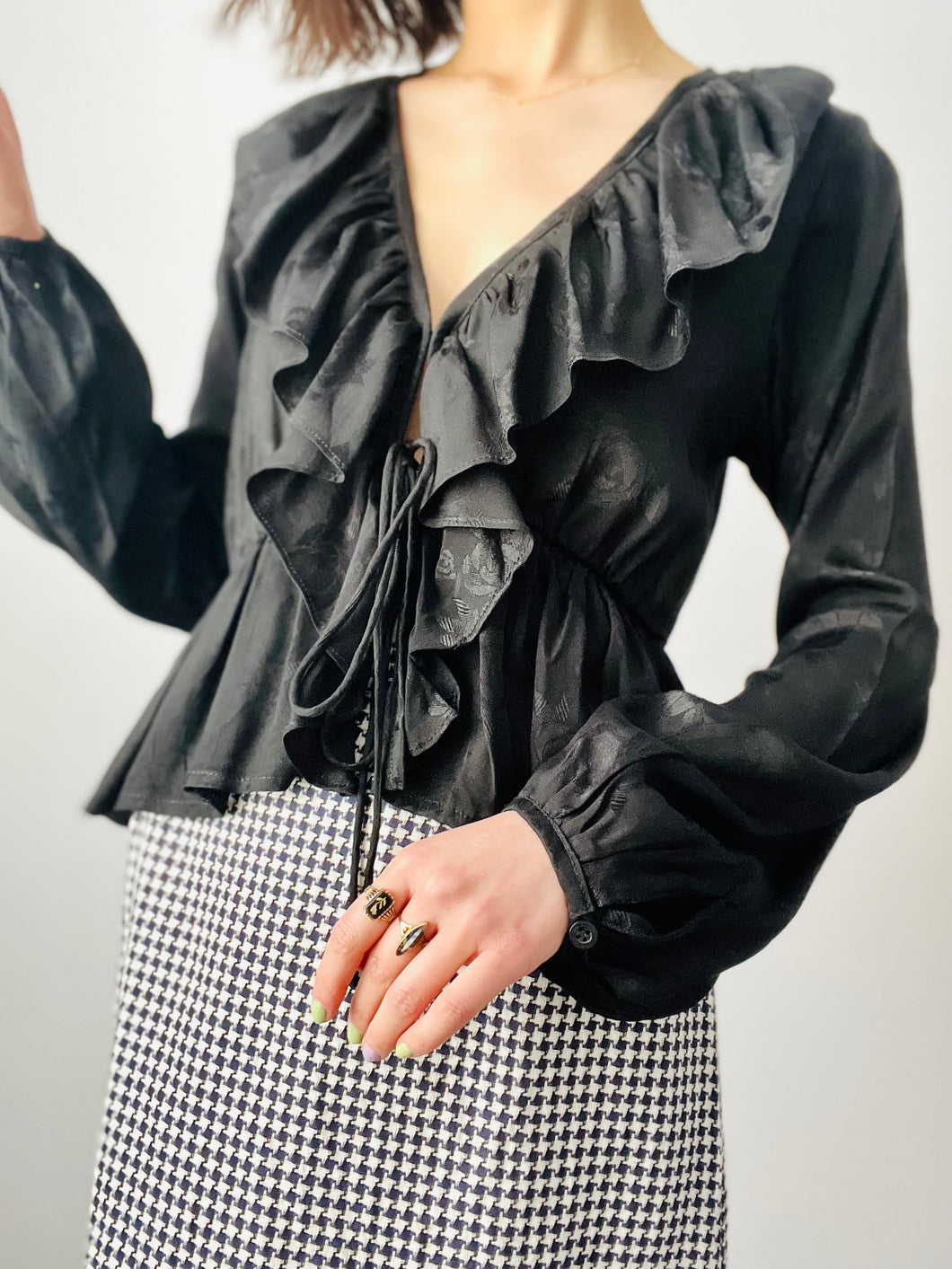 Vintage black silk blouse