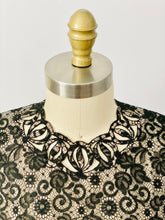 Load image into Gallery viewer, Vintage 1950s black lace top w cutout neckline
