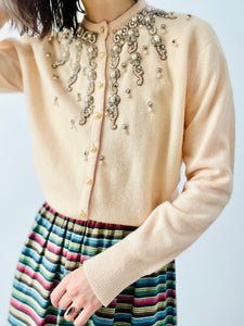 Vintage 1940s beaded cashmere cardigan