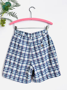 Vintage blue plaid high waisted shorts