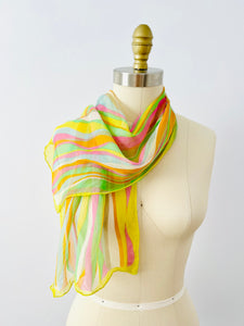 Vintage rainbow color silk scarf