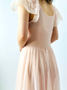 Vintage 1950s pastel pink lace lingerie slip dress