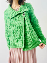 Load image into Gallery viewer, Vintage forest green wool sweater jacket
