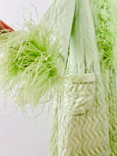 Load image into Gallery viewer, Vintage 1920s green boudoir robe w ostrich feathers
