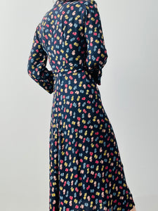 Vintage 1940s floral rayon dress