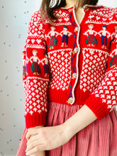 Load image into Gallery viewer, Vintage 1930s Red Novelty Sweater Cropped Cardigan
