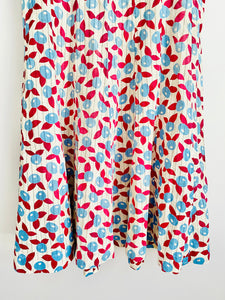 1930s Berry Print Novelty Print Dress w Celluloid Buttons