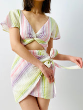 Load image into Gallery viewer, Pastel rainbow striped midriff dress
