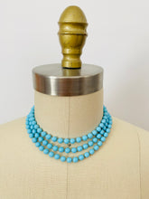 Load image into Gallery viewer, Vintage 1920s turquoise color glass beads flapper necklace
