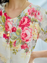 Load image into Gallery viewer, cabbage rose design on vintage dress
