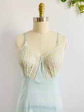 Load image into Gallery viewer, 1940s Pastel Blue Lace Lingerie Slip w Pleated Ruffles
