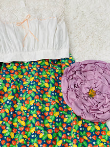 Vintage Floral Strawberry Print Novelty Cotton Skirt