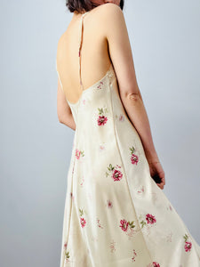 Vintage pink satin floral lingerie dress