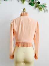 Load image into Gallery viewer, Vintage Pastel Pink Top w Mushroom Pleats Ribbon Bows
