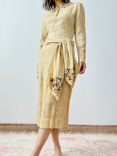 Load image into Gallery viewer, Vintage 1940s beige beaded crepe dress
