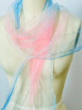 Load image into Gallery viewer, Vintage pastel ombré pink blue scarf vintage bandana
