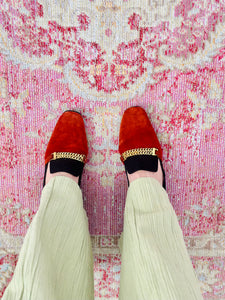 Vintage colorblock suede heels