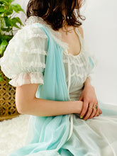 Load image into Gallery viewer, Vintage 1960s pastel blue lace peignoir lingerie set
