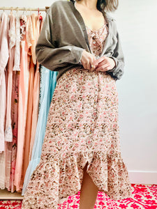 Pink floral ruffled dress