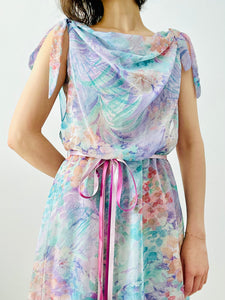 Vintage 1970s pastel floral dress