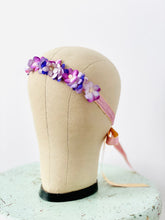 Load image into Gallery viewer, Vintage lilac blossom silk ribbon headpiece waist sash
