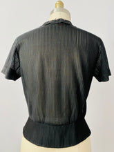 Load image into Gallery viewer, Vintage 1940s black lace top with fine pleates
