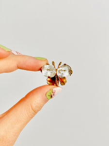Vintage 1930s butterfly pin with rose cut rhinestone
