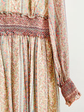 Load image into Gallery viewer, Vintage 1970s ruched floral maxi cotton dress

