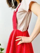 Load image into Gallery viewer, Vintage watermelon red polka dots overall dress
